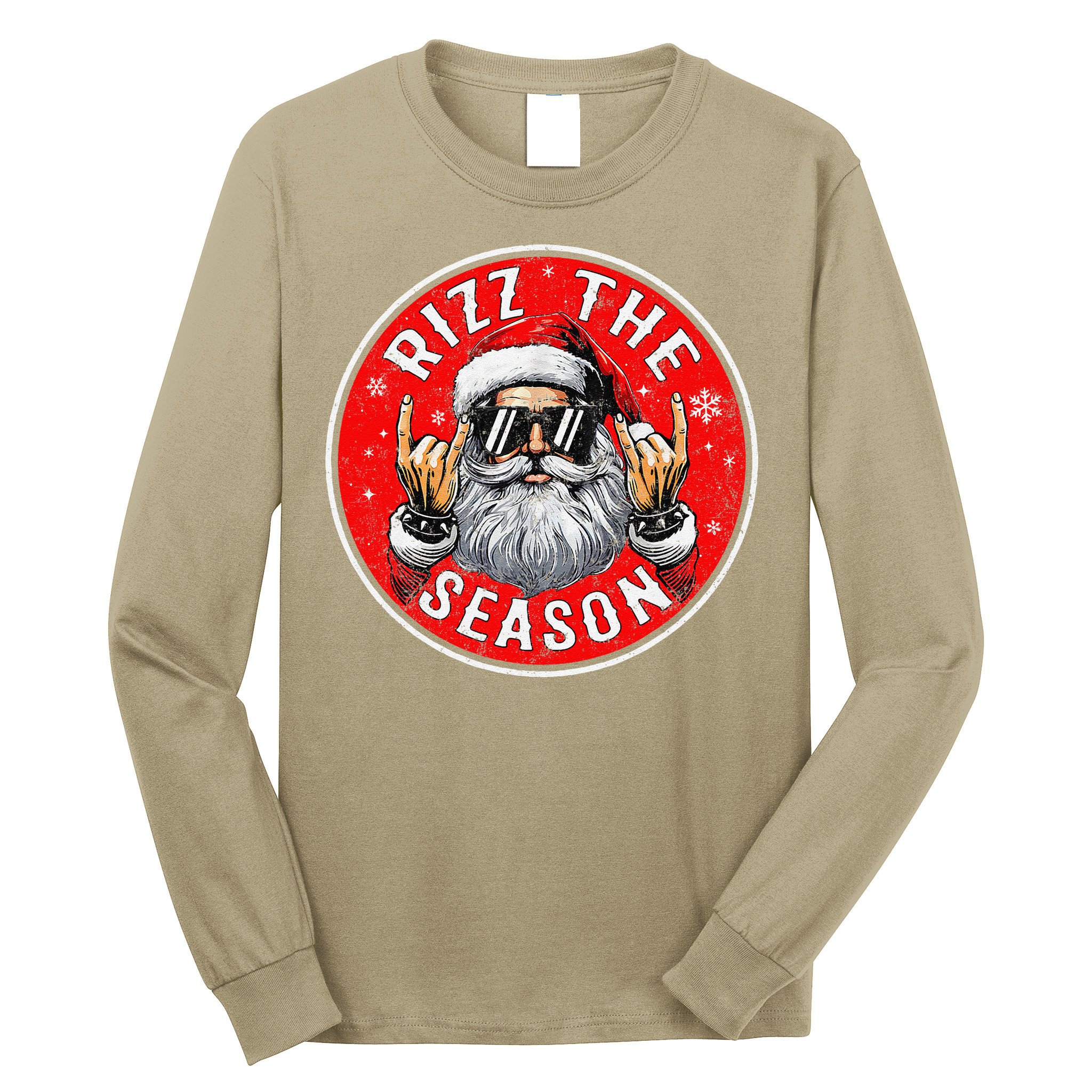 Punk Rock Retro Rizz The Season Funny Santa Clause Rizzler Long Sleeve Shirt