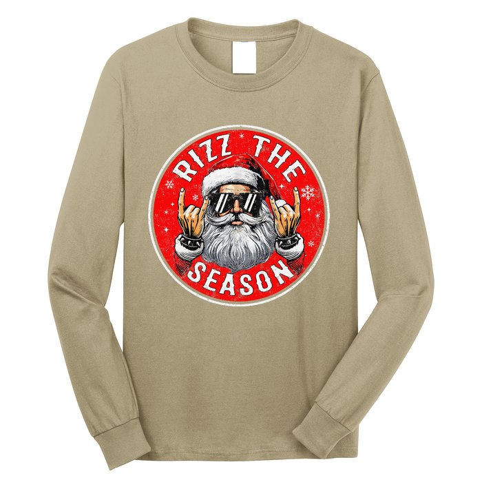 Punk Rock Retro Rizz The Season Funny Santa Clause Rizzler Long Sleeve Shirt