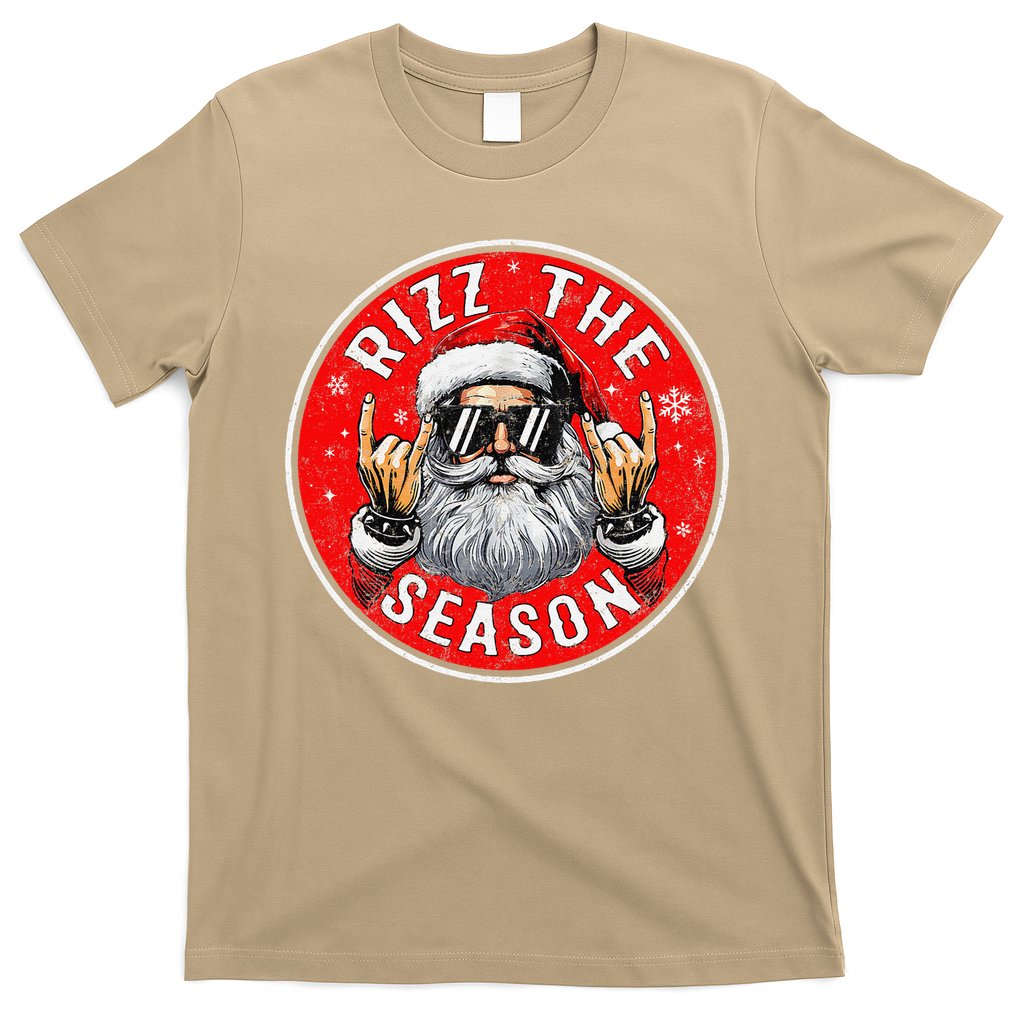 Punk Rock Retro Rizz The Season Funny Santa Clause Rizzler T-Shirt
