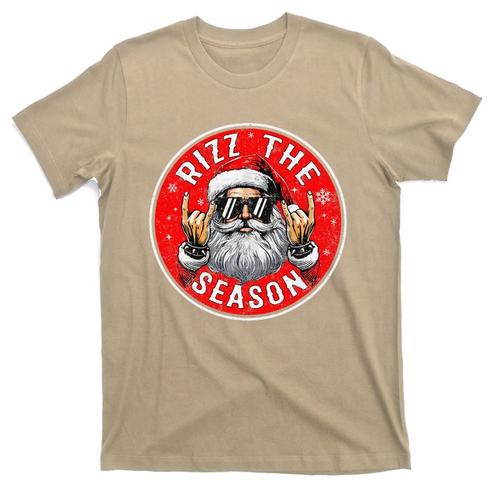 Punk Rock Retro Rizz The Season Funny Santa Clause Rizzler T-Shirt