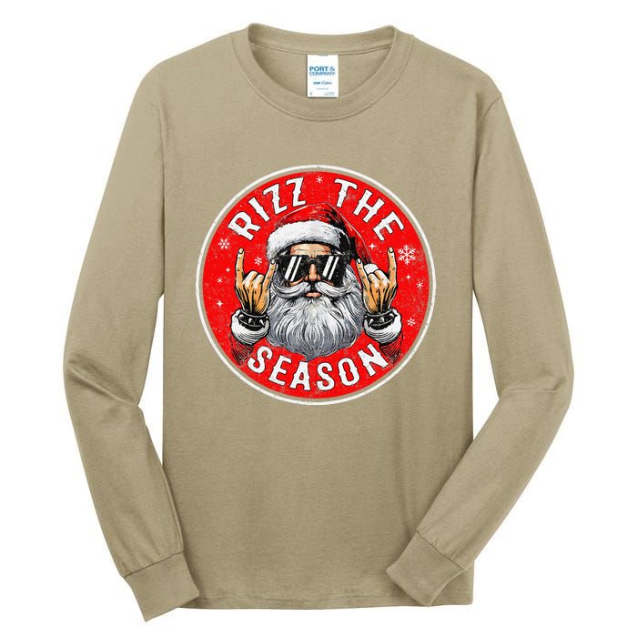 Punk Rock Retro Rizz The Season Funny Santa Clause Rizzler Tall Long Sleeve T-Shirt