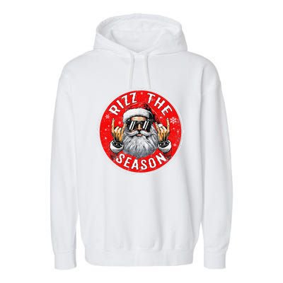 Punk Rock Retro Rizz The Season Funny Santa Clause Rizzler Garment-Dyed Fleece Hoodie