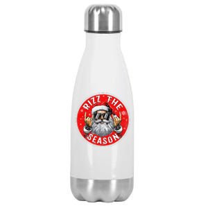 Punk Rock Retro Rizz The Season Funny Santa Clause Rizzler Stainless Steel Insulated Water Bottle