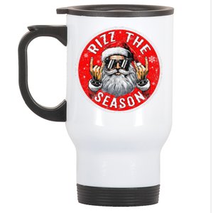 Punk Rock Retro Rizz The Season Funny Santa Clause Rizzler Stainless Steel Travel Mug