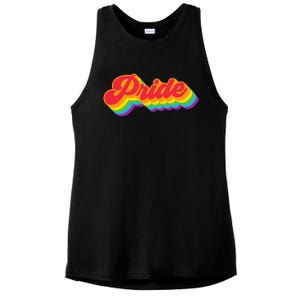 Pride Rainbow Retro LGBTQ Ladies PosiCharge Tri-Blend Wicking Tank