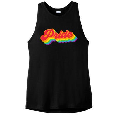 Pride Rainbow Retro LGBTQ Ladies PosiCharge Tri-Blend Wicking Tank