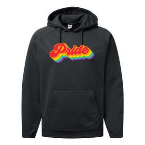 Pride Rainbow Retro LGBTQ Performance Fleece Hoodie