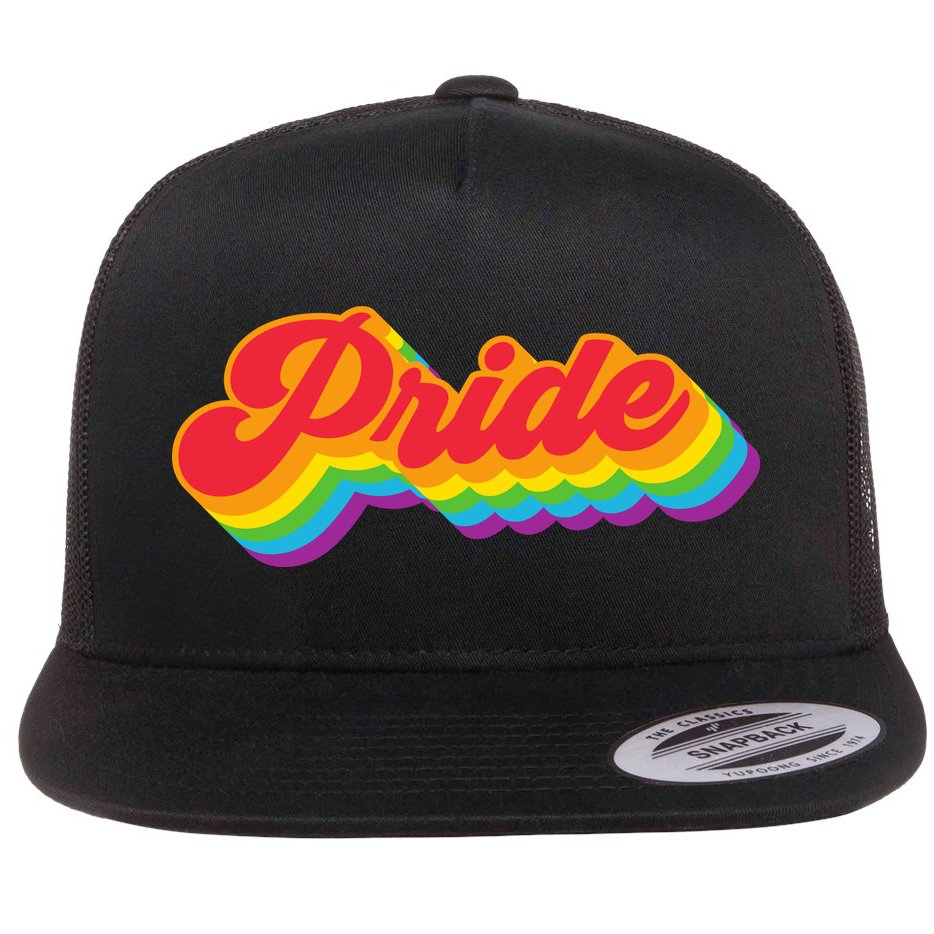 Pride Rainbow Retro LGBTQ Flat Bill Trucker Hat