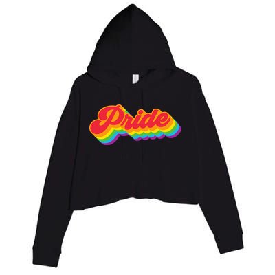 Pride Rainbow Retro LGBTQ Crop Fleece Hoodie