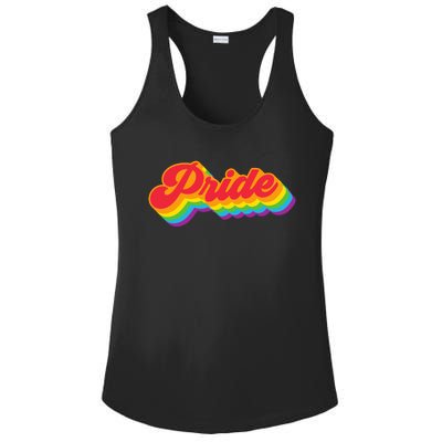 Pride Rainbow Retro LGBTQ Ladies PosiCharge Competitor Racerback Tank