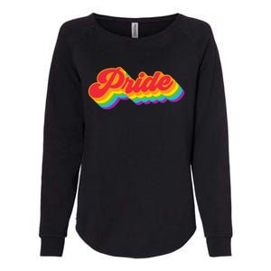 Pride Rainbow Retro LGBTQ Womens California Wash Sweatshirt