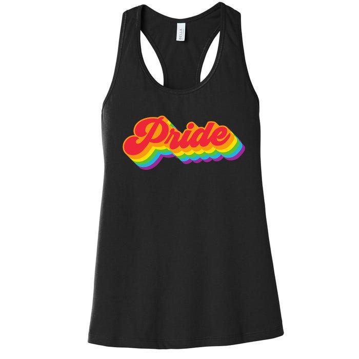 Pride Rainbow Retro LGBTQ Women's Racerback Tank