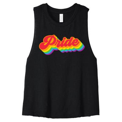 Pride Rainbow Retro LGBTQ Women's Racerback Cropped Tank