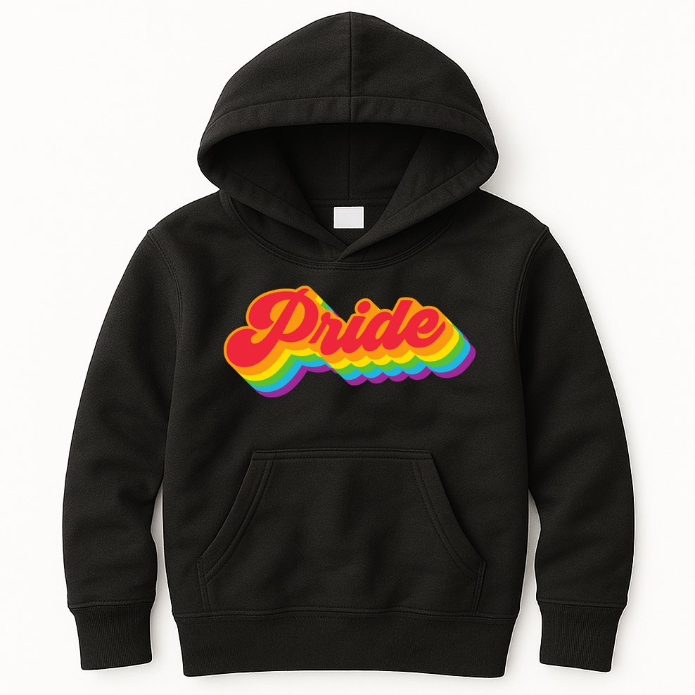 Pride Rainbow Retro LGBTQ Kids Hoodie