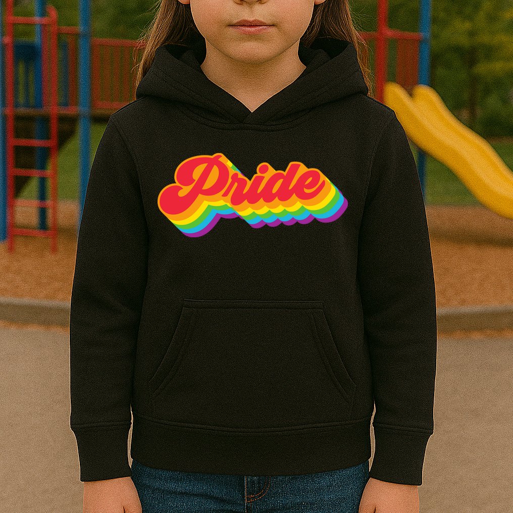 Pride Rainbow Retro LGBTQ Kids Hoodie