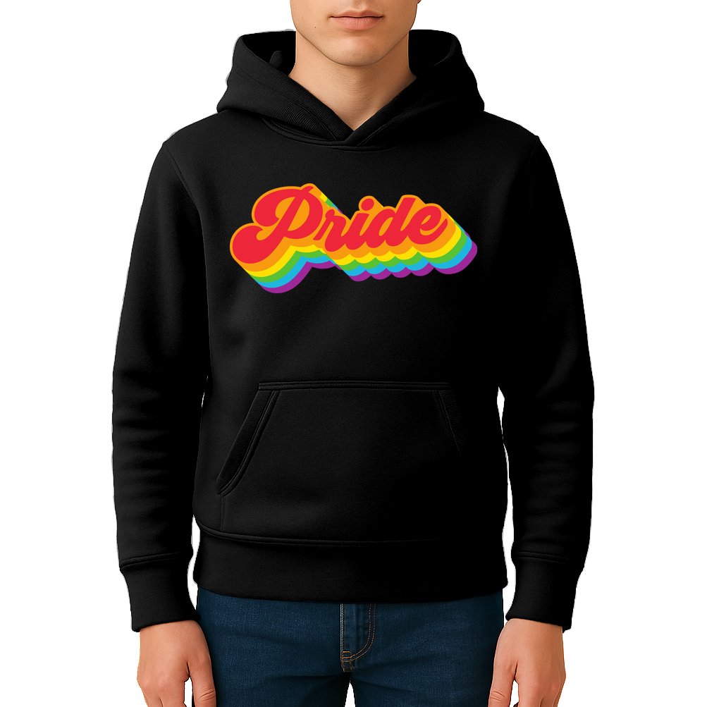 Pride Rainbow Retro LGBTQ Kids Hoodie