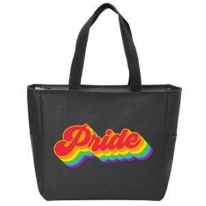 Pride Rainbow Retro LGBTQ Zip Tote Bag