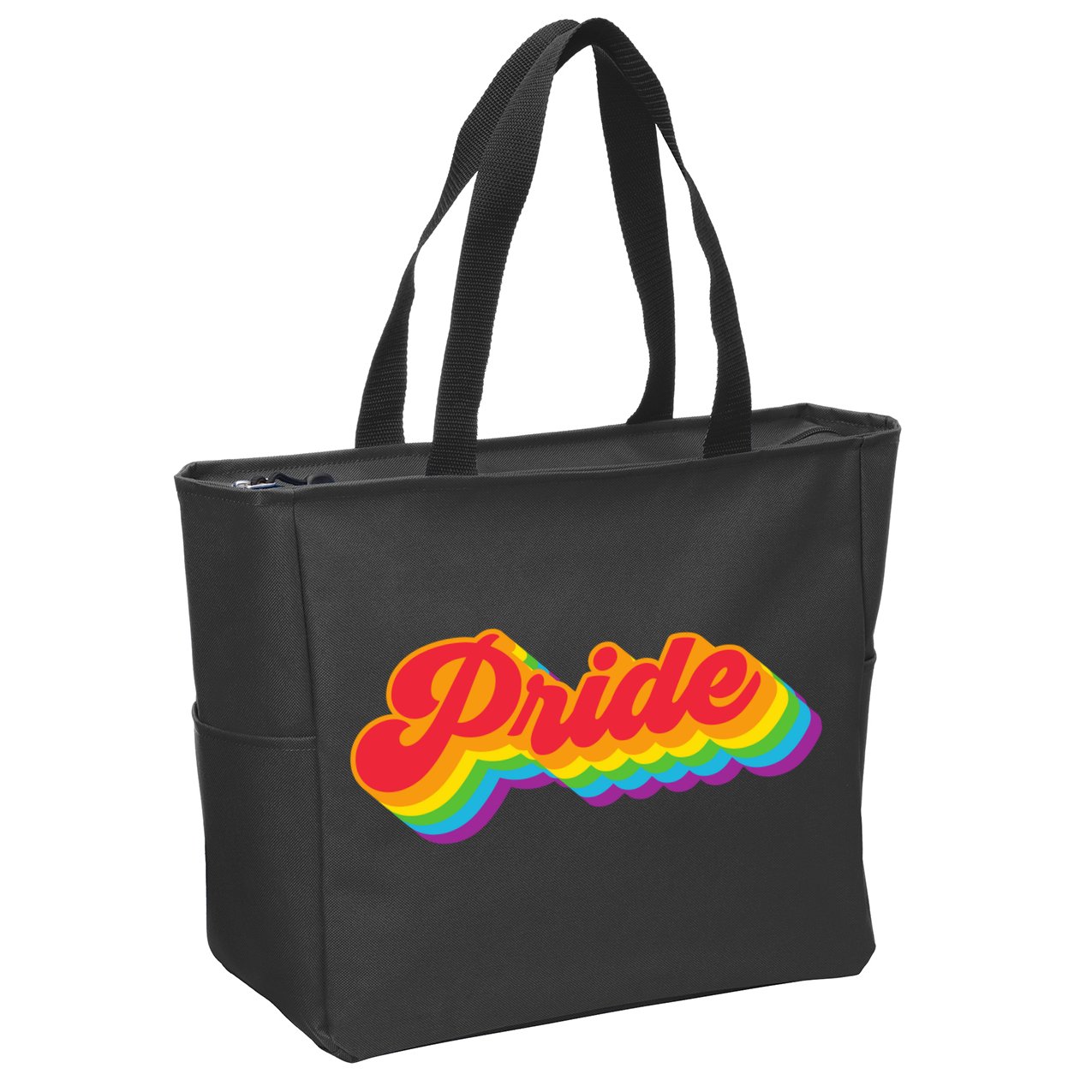 Pride Rainbow Retro LGBTQ Zip Tote Bag