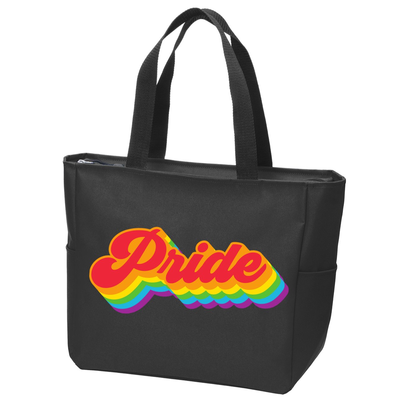 Pride Rainbow Retro LGBTQ Zip Tote Bag