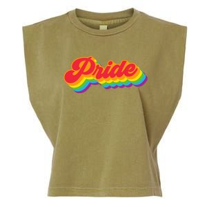 Pride Rainbow Retro LGBTQ Garment-Dyed Women's Muscle Tee