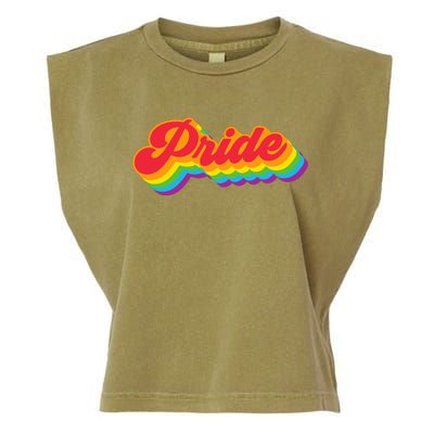 Pride Rainbow Retro LGBTQ Garment-Dyed Women's Muscle Tee