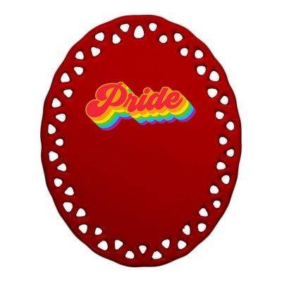 Pride Rainbow Retro LGBTQ Ceramic Oval Ornament