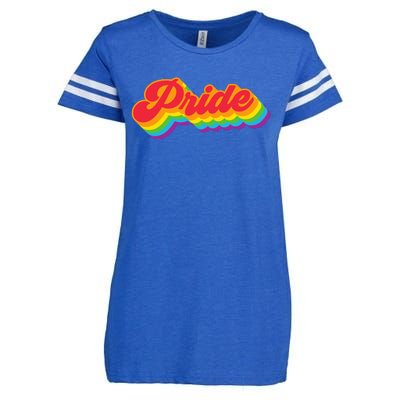 Pride Rainbow Retro LGBTQ Enza Ladies Jersey Football T-Shirt