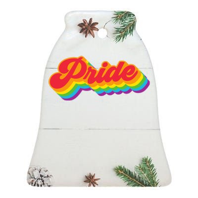 Pride Rainbow Retro LGBTQ Ceramic Bell Ornament