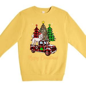 Poodle Riding Red Truck Xmas Merry Christmas Cute Gift Premium Crewneck Sweatshirt