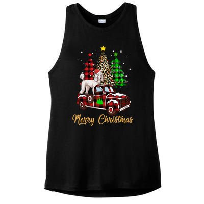 Poodle Riding Red Truck Xmas Merry Christmas Cute Gift Ladies PosiCharge Tri-Blend Wicking Tank