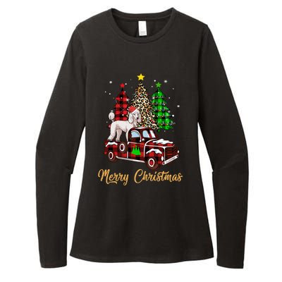 Poodle Riding Red Truck Xmas Merry Christmas Cute Gift Womens CVC Long Sleeve Shirt