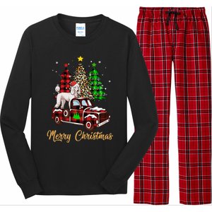 Poodle Riding Red Truck Xmas Merry Christmas Cute Gift Long Sleeve Pajama Set