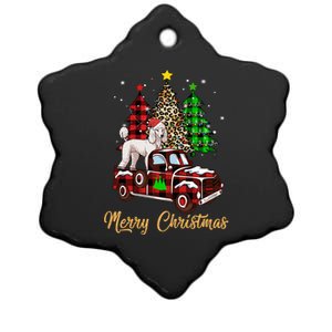 Poodle Riding Red Truck Xmas Merry Christmas Cute Gift Ceramic Star Ornament