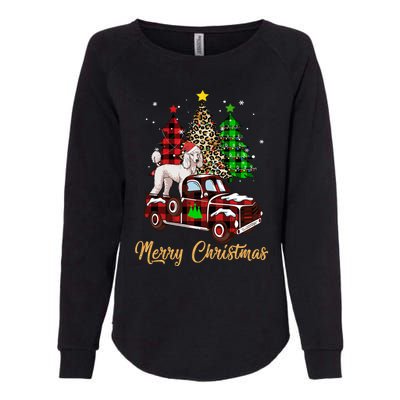 Poodle Riding Red Truck Xmas Merry Christmas Cute Gift Womens California Wash Sweatshirt