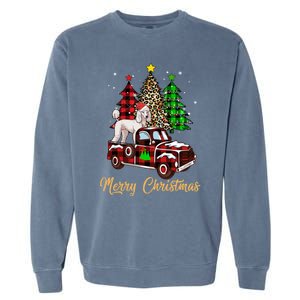 Poodle Riding Red Truck Xmas Merry Christmas Cute Gift Garment-Dyed Sweatshirt