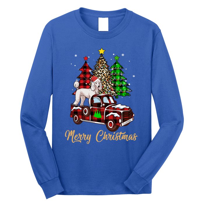 Poodle Riding Red Truck Xmas Merry Christmas Cute Gift Long Sleeve Shirt