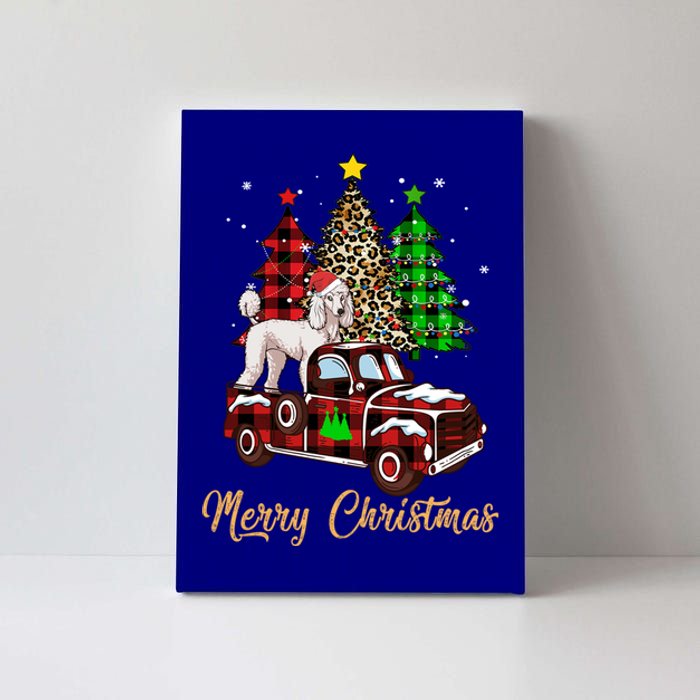 Poodle Riding Red Truck Xmas Merry Christmas Cute Gift Canvas