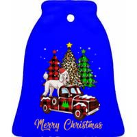 Poodle Riding Red Truck Xmas Merry Christmas Cute Gift Ceramic Bell Ornament