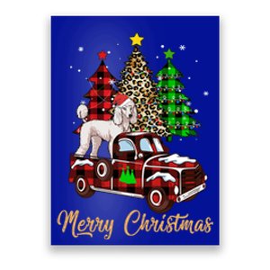 Poodle Riding Red Truck Xmas Merry Christmas Cute Gift Poster