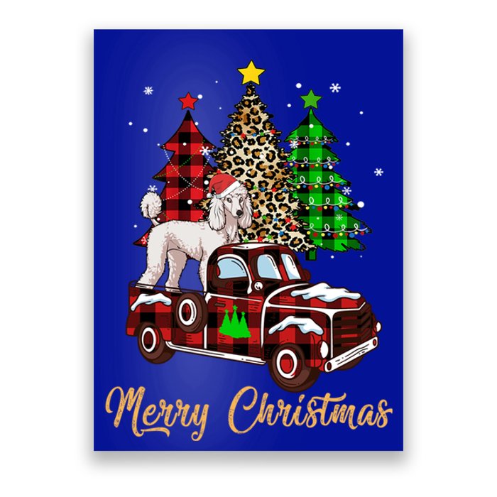 Poodle Riding Red Truck Xmas Merry Christmas Cute Gift Poster