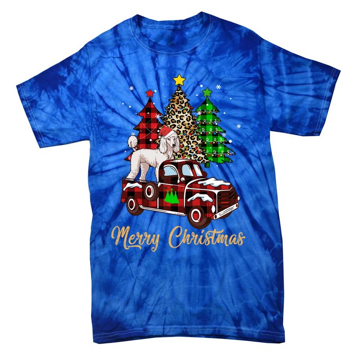 Poodle Riding Red Truck Xmas Merry Christmas Cute Gift Tie-Dye T-Shirt