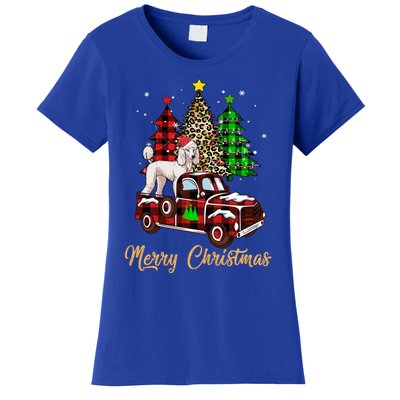 Poodle Riding Red Truck Xmas Merry Christmas Cute Gift Women's T-Shirt