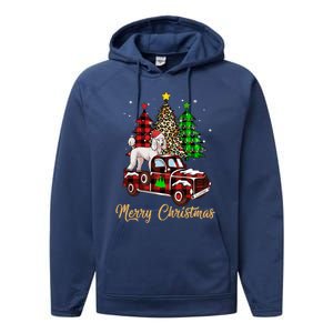 Poodle Riding Red Truck Xmas Merry Christmas Cute Gift Performance Fleece Hoodie