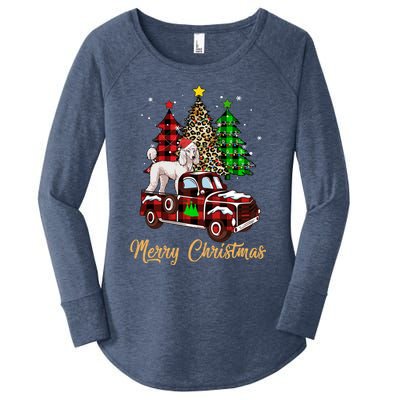 Poodle Riding Red Truck Xmas Merry Christmas Cute Gift Women's Perfect Tri Tunic Long Sleeve Shirt