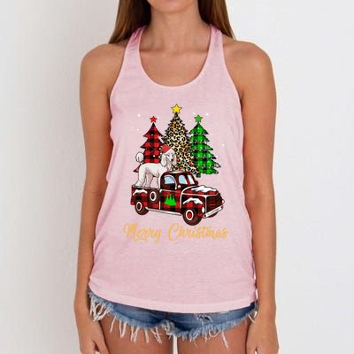 Poodle Riding Red Truck Xmas Merry Christmas Cute Gift Women's Knotted Racerback Tank