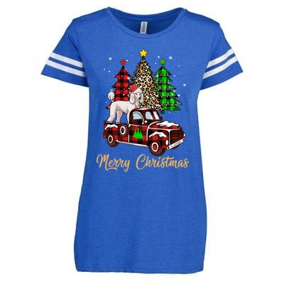 Poodle Riding Red Truck Xmas Merry Christmas Cute Gift Enza Ladies Jersey Football T-Shirt