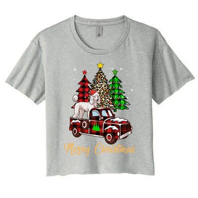 Poodle Riding Red Truck Xmas Merry Christmas Cute Gift Women's Crop Top Tee