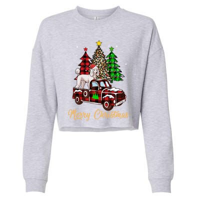 Poodle Riding Red Truck Xmas Merry Christmas Cute Gift Cropped Pullover Crew