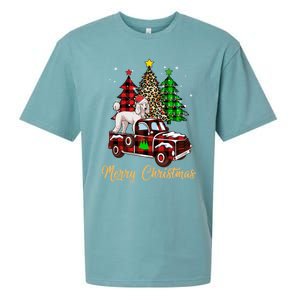 Poodle Riding Red Truck Xmas Merry Christmas Cute Gift Sueded Cloud Jersey T-Shirt