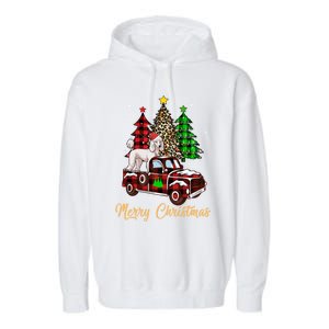 Poodle Riding Red Truck Xmas Merry Christmas Cute Gift Garment-Dyed Fleece Hoodie